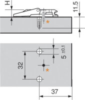 174H7100I CLIP Montageplatte, 0 mm, Stahl, INSERTA, HV: Exzenter