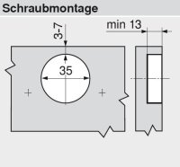79B9550 CLIP top BLUMOTION Stollenscharnier 95°, 3 mm gekröpft, Topf: Schrauben