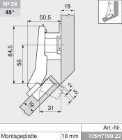 79B3598 onyx CLIP top BLUMOTION Winkelscharnier 45° II, aufschlagend, Topf: INSERTA