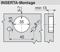 CLIP top BLUMOTION Winkelscharnier 45° II, aufschlagend, Topf: INSERTA, Onyxschwarz