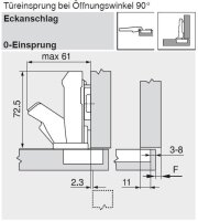 70T7590.TL CLIP top Weitwinkelscharnier 155°,...