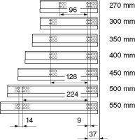 TANDEM BLUMOTION Teilauszug, 30 kg, NL=350 mm mit Kupplungen