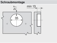71B3550 CLIP top BLUMOTION Standardscharnier 110°, gerade, mit Feder, Topf: Schrauben