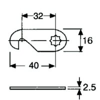 1131.300 Rollladenschloss mit Haken-Schließhebel, 90° Schließweg: A(D,F,G) Plattenstärke 17mm