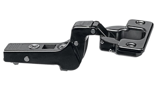 CLIP top Profiltürscharnier 95°, 18mm gekröpft, ohne Feder, Topf: Schrauben, Onyxschwarz