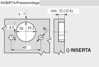 70T9690OX.BTL CLIP top Profiltürscharnier 95°, 9,5mm gekröpft, mit Feder, Topf: INSERTA, Onyxschwarz