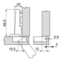 72T5590BTL CLIP top Spezial-Scharnier 120°, gerade, ohne Feder, Topf: INSERTA