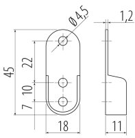 GT-063-012 Schrankrohrlager m. 3 Bohrungen, Metall