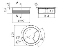 Kabeldurchlass Kunststoff 60mm grau