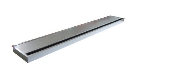 Kabeldurchlass 80x900x25mm Alu/Alu schw.Bürste, Klappdeckel