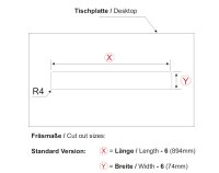 Kabeldurchlass 80x900x25mm Alu/Alu schw.Bürste, Klappdeckel