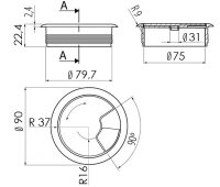 Kabeldurchlass Kunststoff Ø 80mm grau