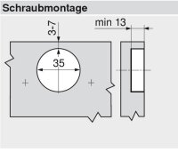 73T3550 CLIP top Spezialscharnier 110°, gerade, mit Feder, Topf: Schrauben