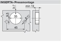 73T3590 CLIP top Spezialscharnier 110°, gerade, mit Feder, Topf: INSERTA