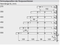 320N5000C blum METABOX Stahlzarge N = 54 mm, Teilauszug, 25 kg, NL=500 mm, Schraubversion