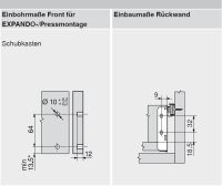 320M5500C blum METABOX Stahlzarge M = 86 mm, Teilauszug, 25 kg, NL=550 mm, Schraubversion