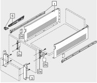320H5500C blum METABOX Stahlzarge H = 150mm, Teilauszug, 25 kg, NL=550 mm, Schraubversion