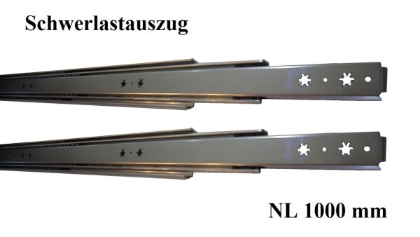 Set Kugelvollauszug Teleskopauszug Schwerlastauszug bis 110 kg, 70 kg bei 1000mm