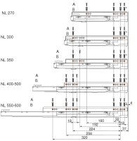 750.4501S LEGRABOX Korpusschiene mit BLUMOTION S, Vollauszug, 40 kg, NL=450 mm li/re
