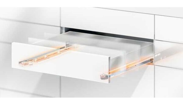 753.5001T LEGRABOX Korpusschiene mit TIP-ON, Vollauszug, 70 kg, NL=500 mm, mit Kupplung, li/re
