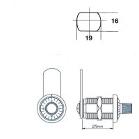 1997.136 Code-Hebelzylinder 22mm, verchromt/schwarz, mit...