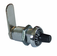 1997.136 Code-Hebelzylinder 22mm, verchromt/schwarz, mit Mutternbefestigung, inkl. Hebel gerade u. gekröpft