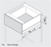 770C3002S blum LEGRABOX pure, seidenweiß matt Zarge C=176,8mm, NL=300 mm
