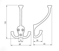 Kleiderhaken mit Huthaken Aluminium 110mm