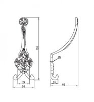 Kleiderhaken mit Huthaken Antik Messing